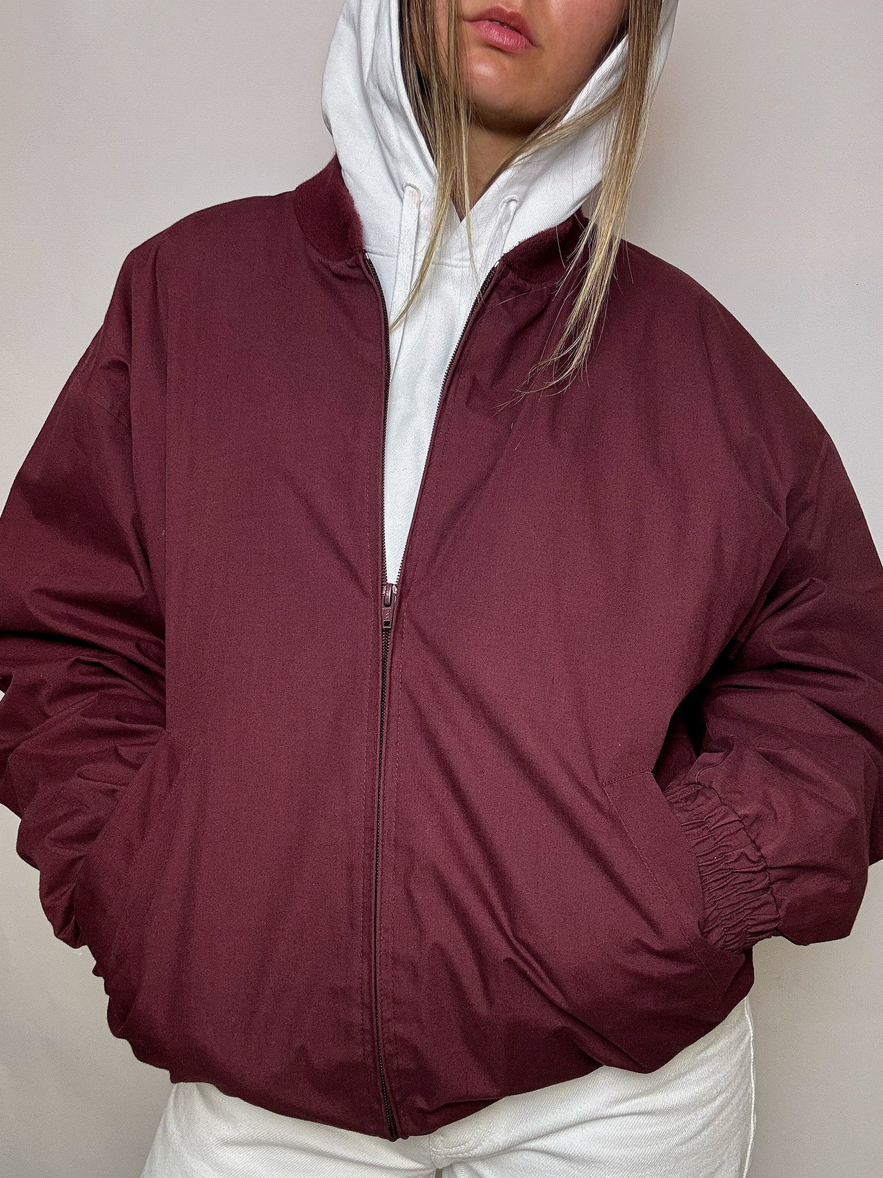 Bomber en coton bordeaux XL vintage
