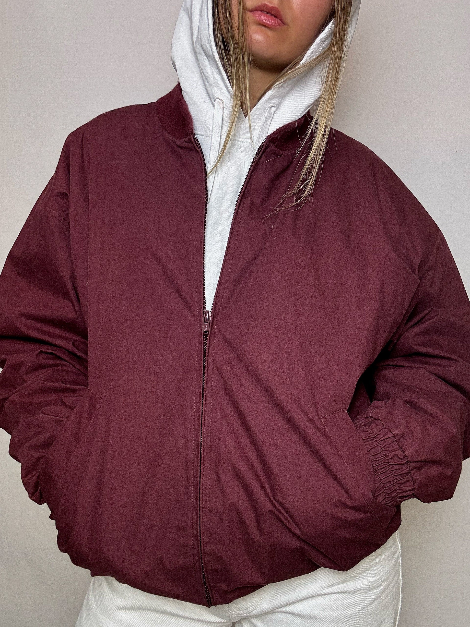 Bomber en coton bordeaux XL vintage