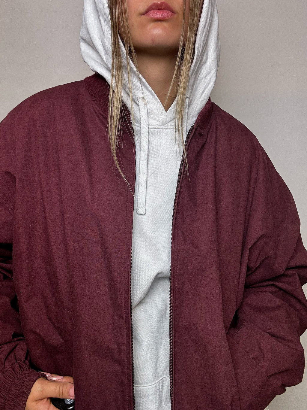 Bomber en coton bordeaux XL vintage