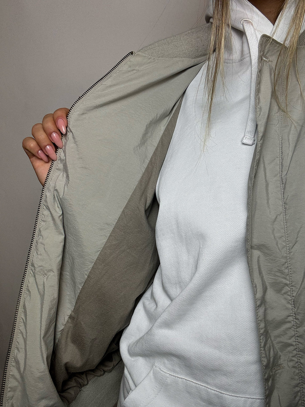 Bomber en coton gris LACOSTE XXL vintage