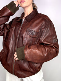 Vintage Braun/Burgunder Lederjacke L/XL