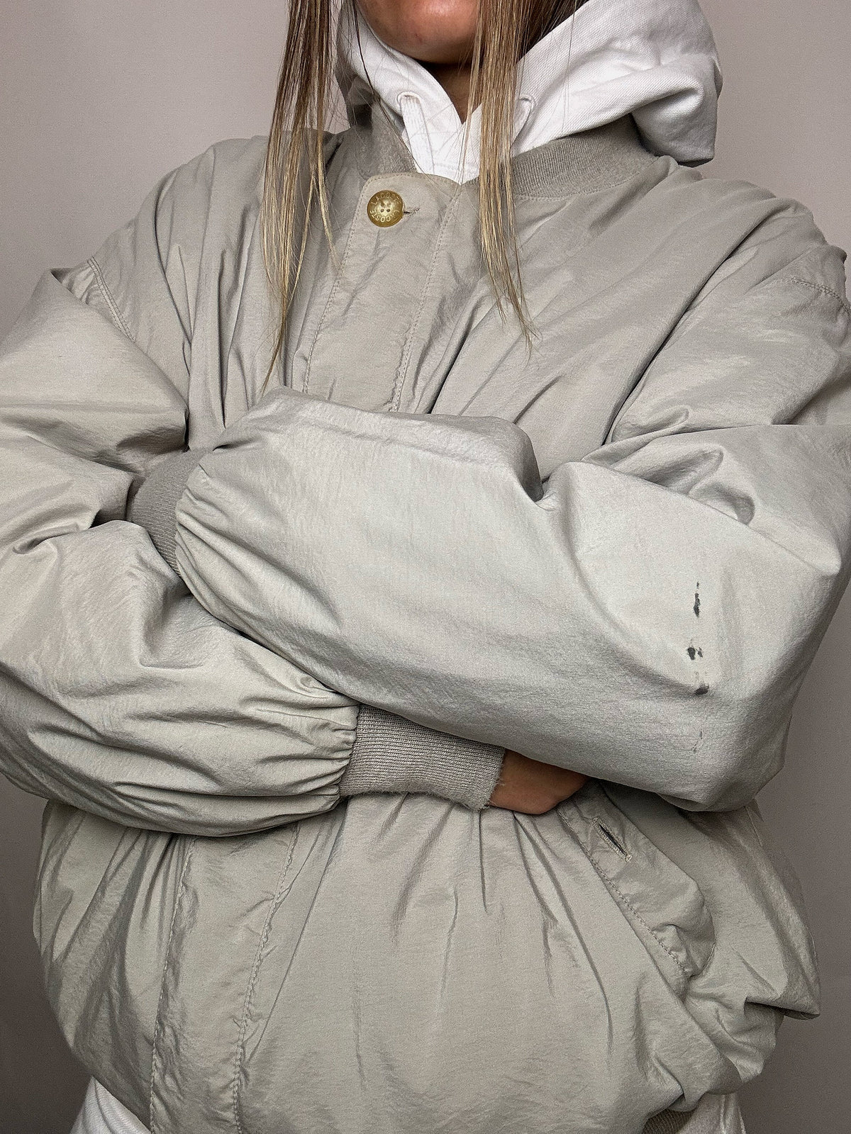 Bomber en coton gris LACOSTE XXL vintage
