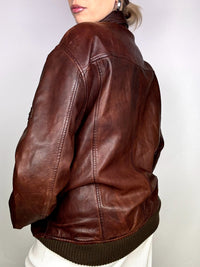 Vintage Braun/Burgunder Lederjacke L/XL