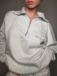 Sweat à zip gris clair Champion L vintage
