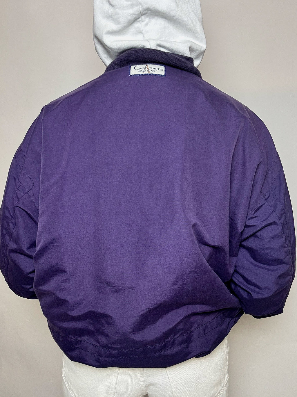 Vintage lila Baumwoll-Bomberjacke XL