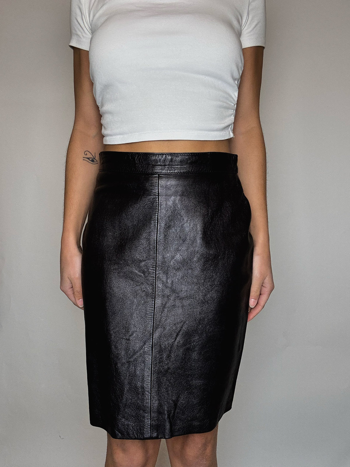 Jupe en cuir noire M vintage