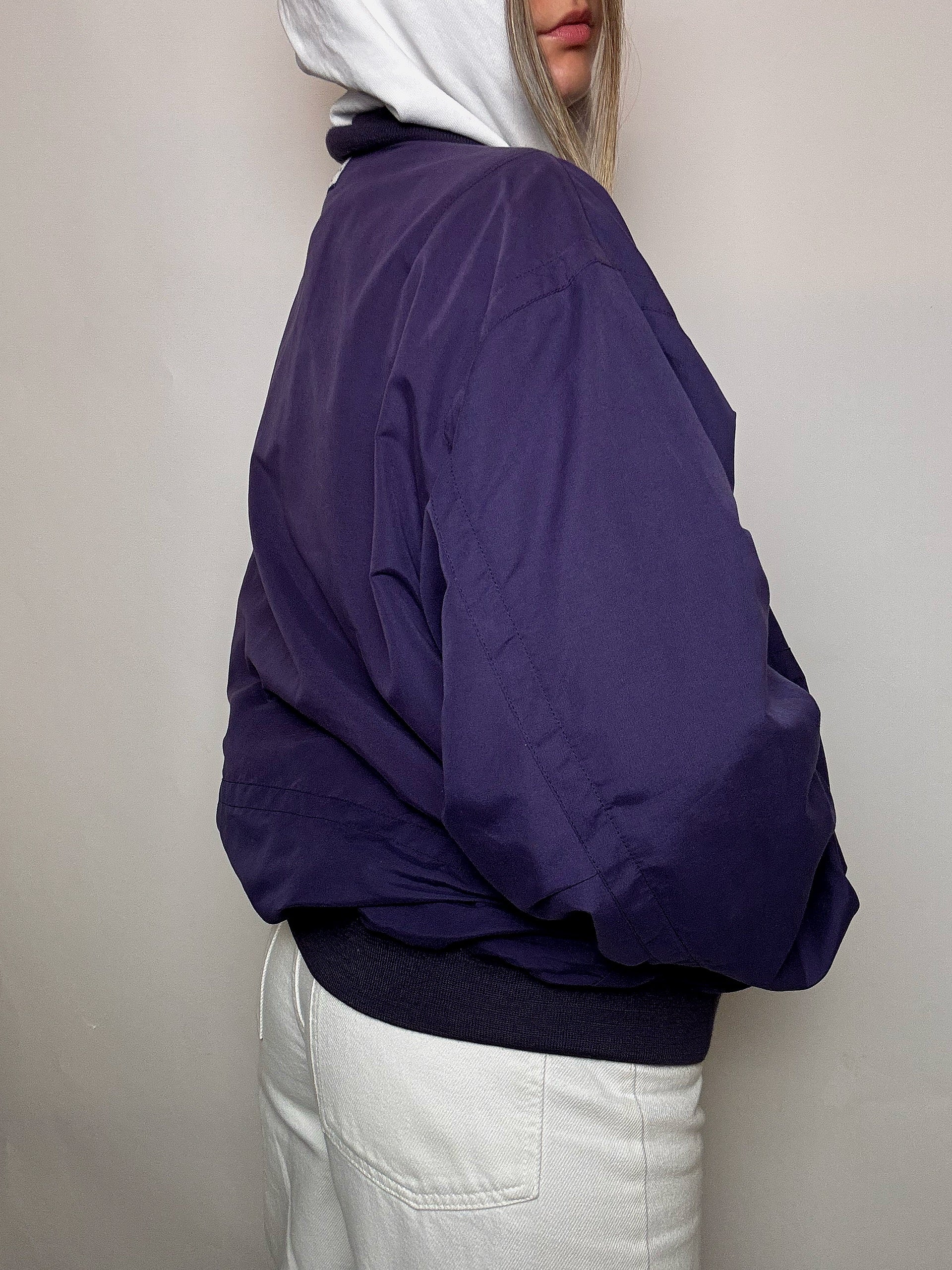 Vintage lila Baumwoll-Bomberjacke XL