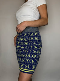 Jupe en maille à motif bleue S vintage