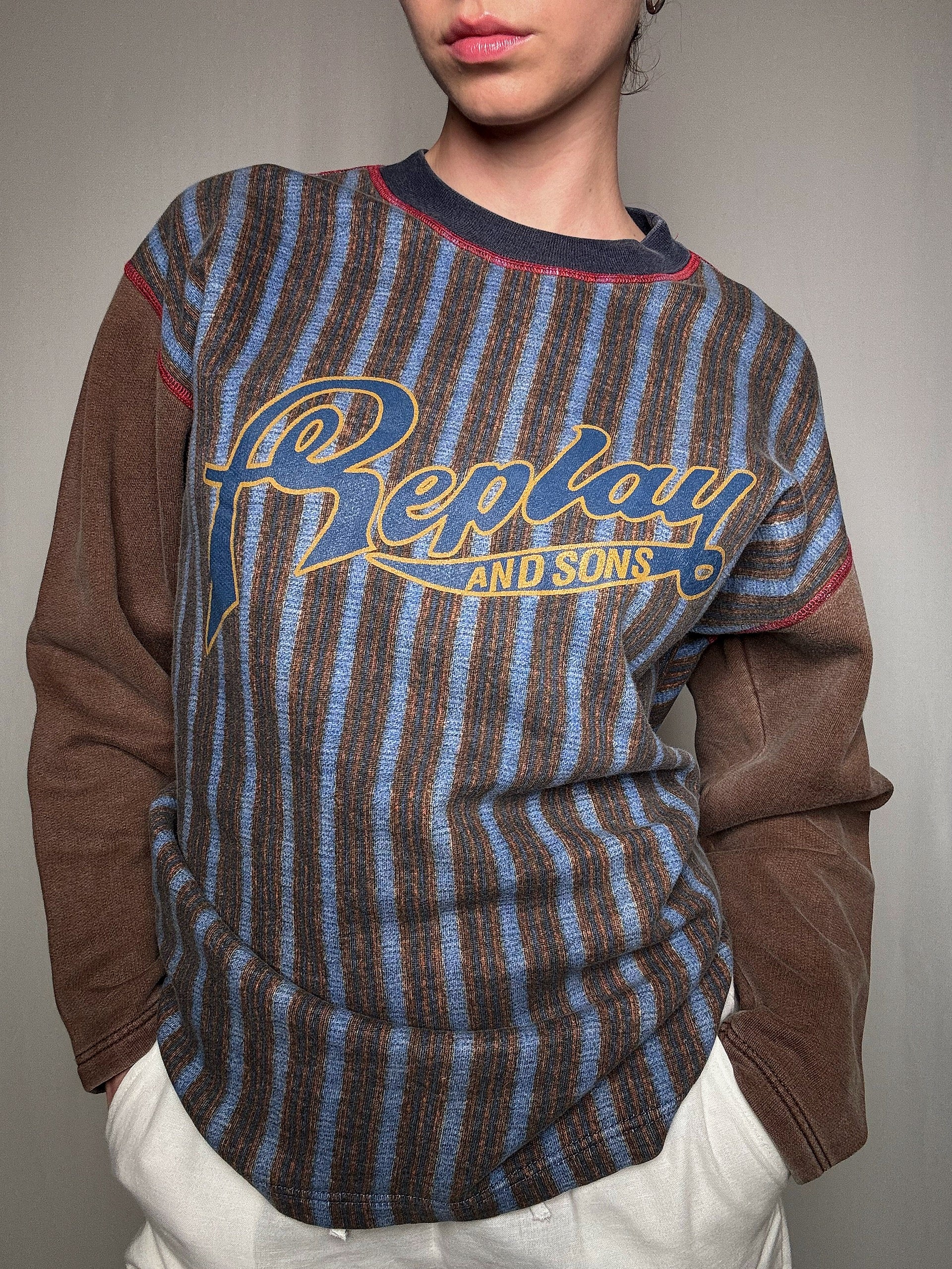 Sweat à rayures Replay and sons S/M vintage