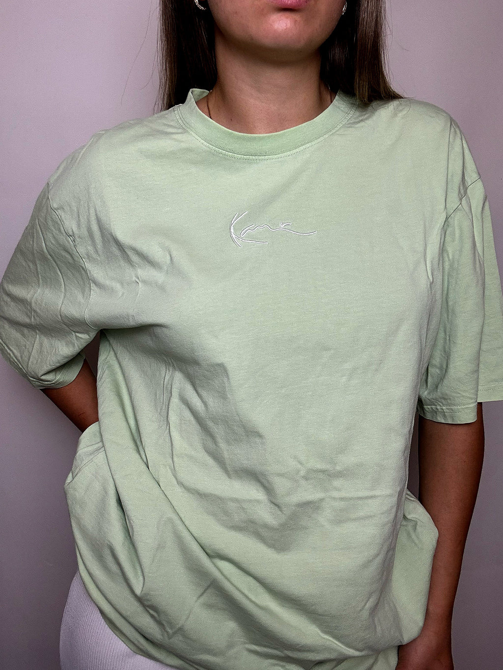 Vintage KANIE hellgrünes T-Shirt, XL