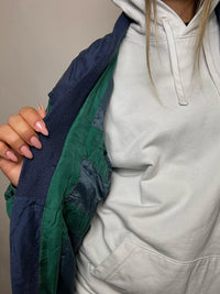 Vintage zweifarbige Seidenbomberjacke, Größe M