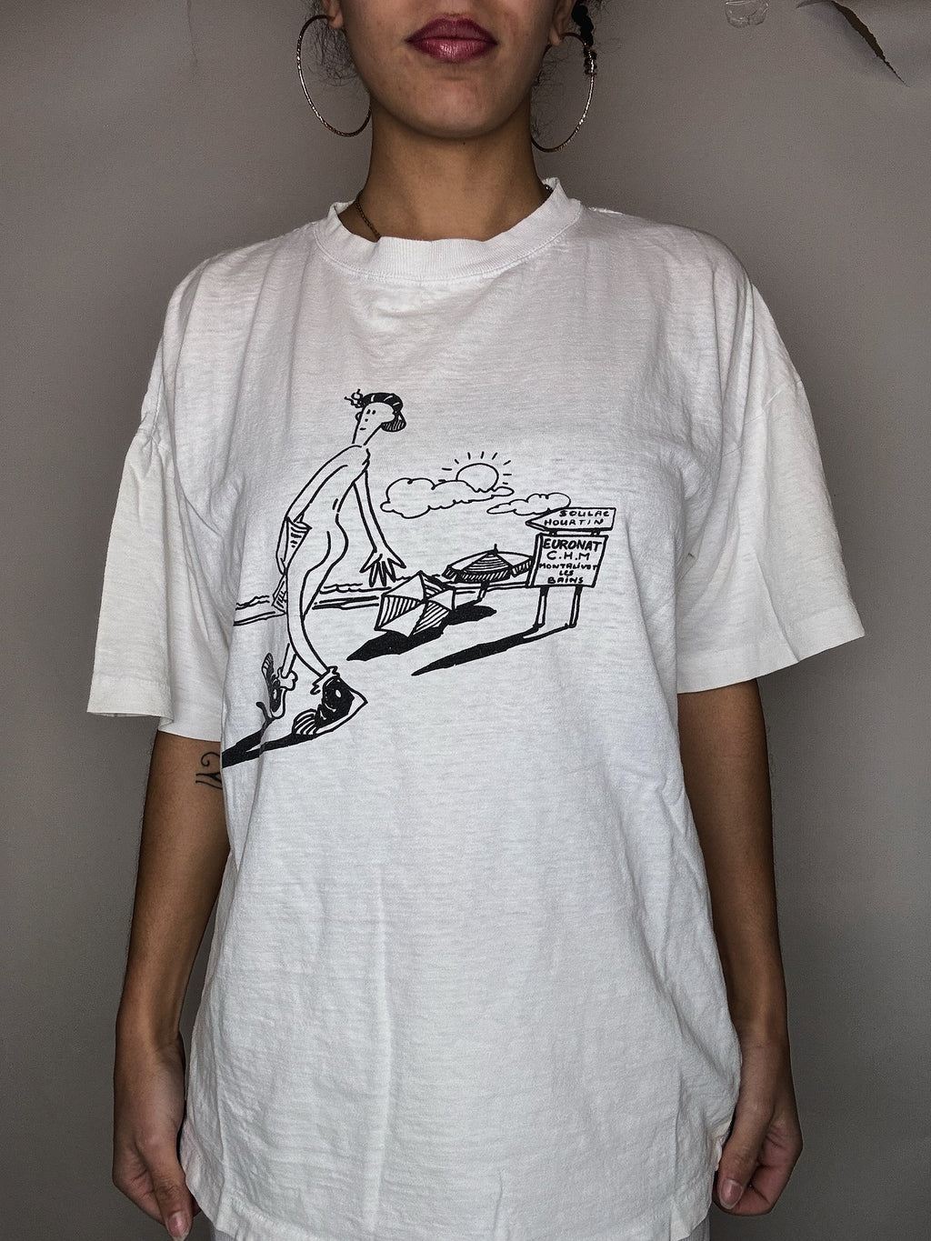 Vintage white printed T-shirt XL