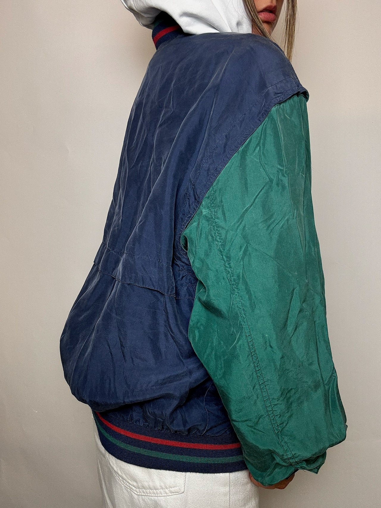 Bomber en soie bicolore M vintage