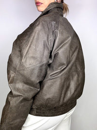 Vintage L/XL Daunenjacke aus Leder im Destroyed-Stil