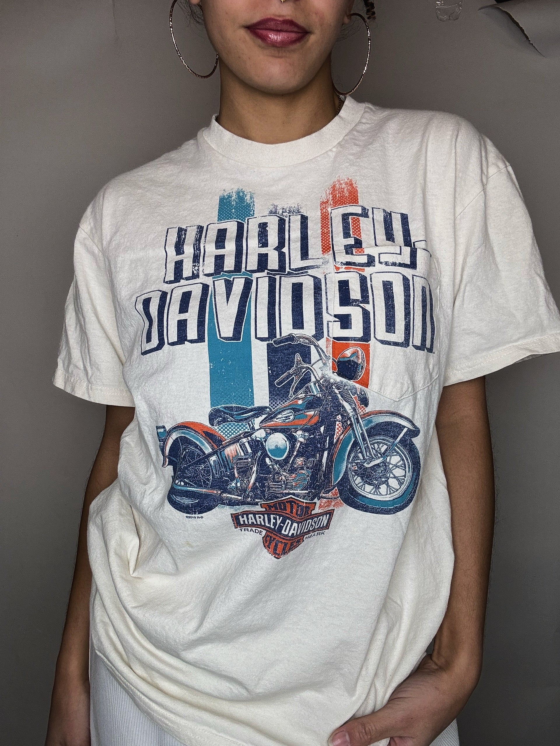 Tshirt blanc cassé Harley Davidson M vintage