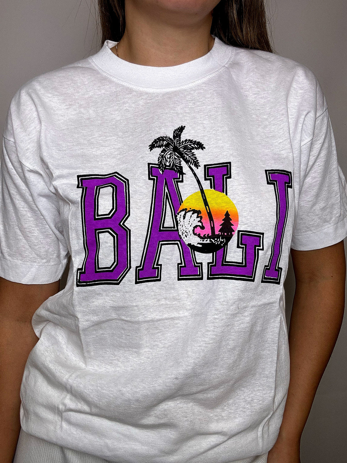 BALI M Vintage weißes T-Shirt