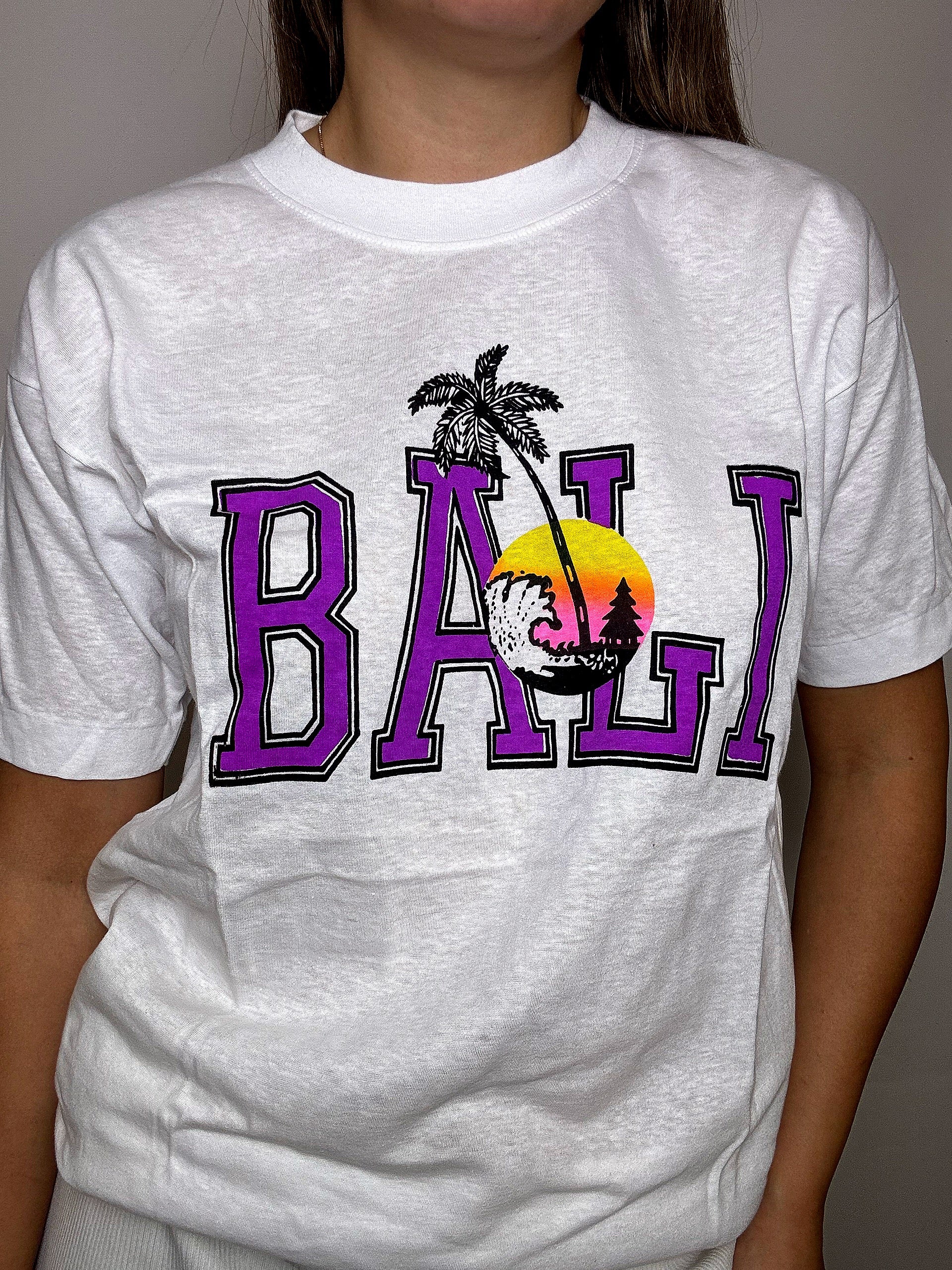 BALI M Vintage weißes T-Shirt