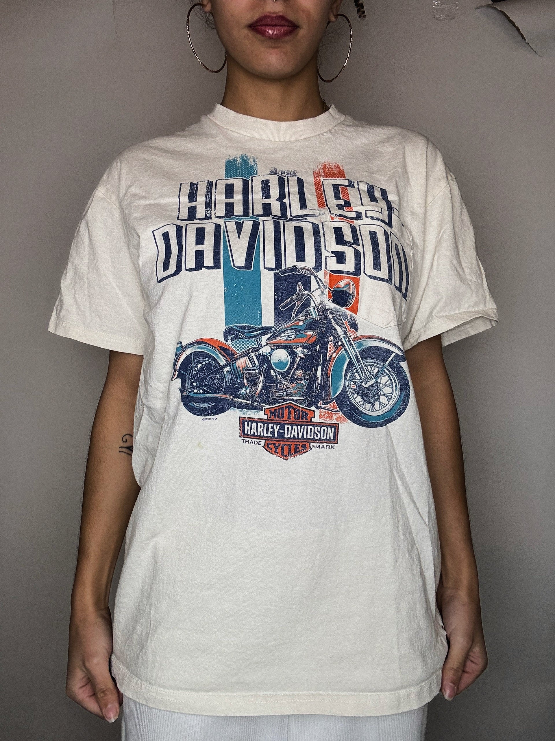 Tshirt blanc cassé Harley Davidson M vintage