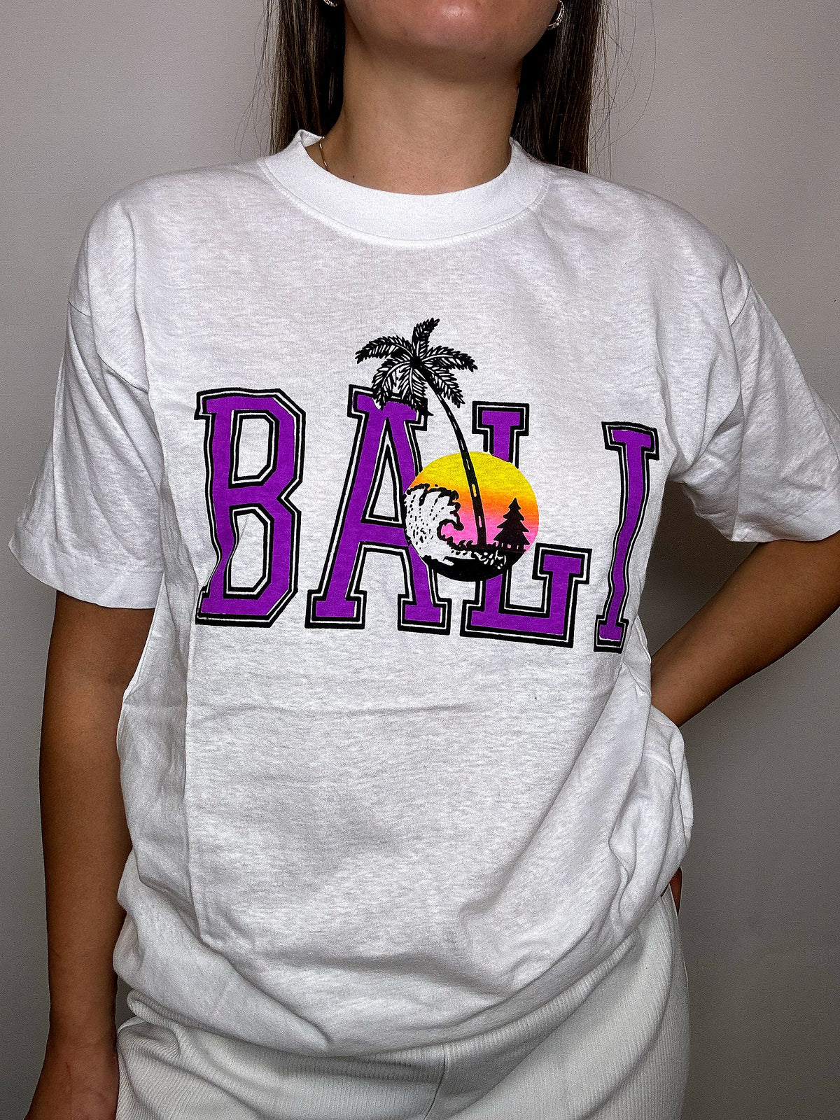 BALI M Vintage weißes T-Shirt