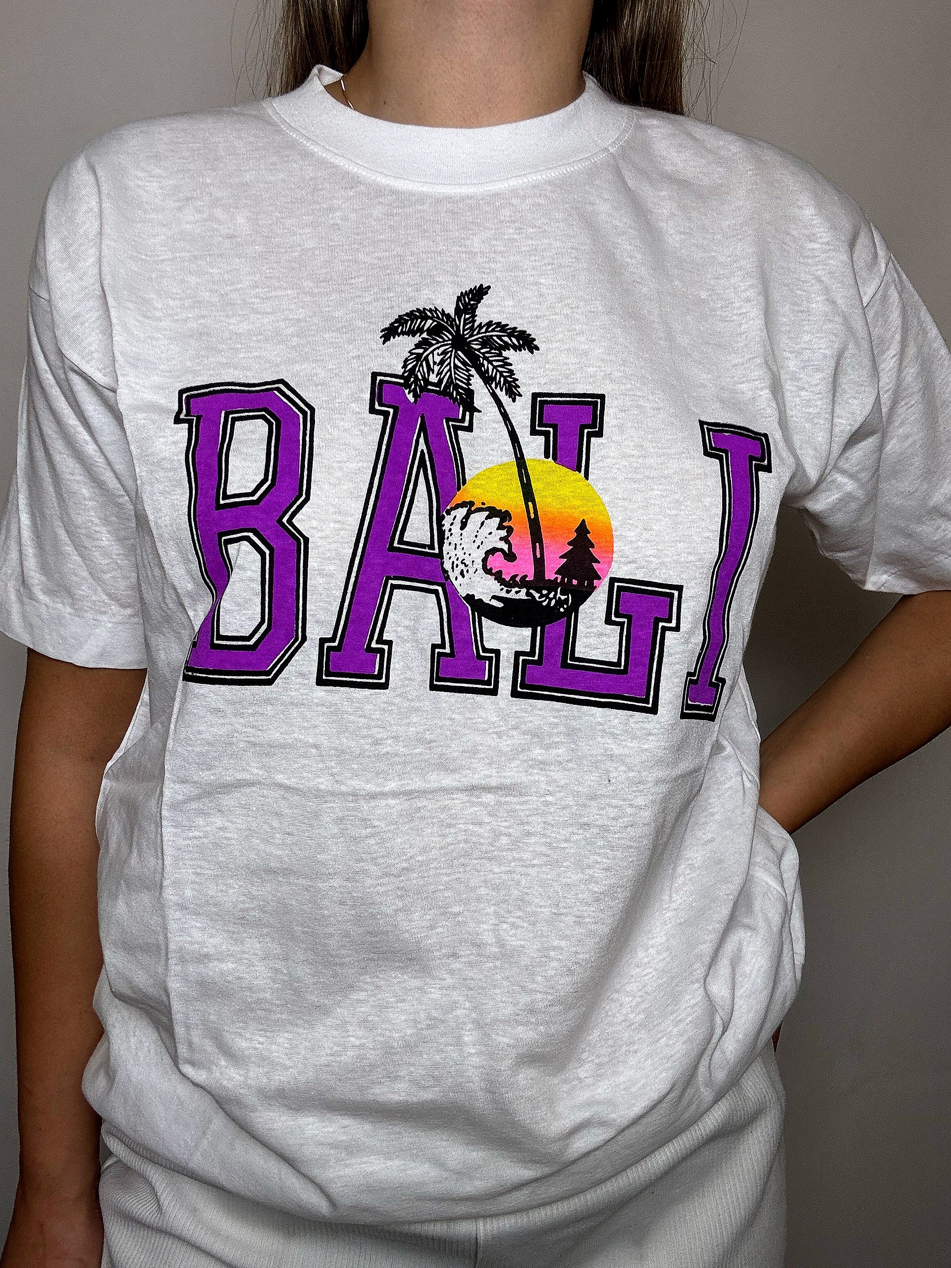 BALI M Vintage weißes T-Shirt