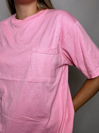 Tee shirt uni rose bonbon L vintage