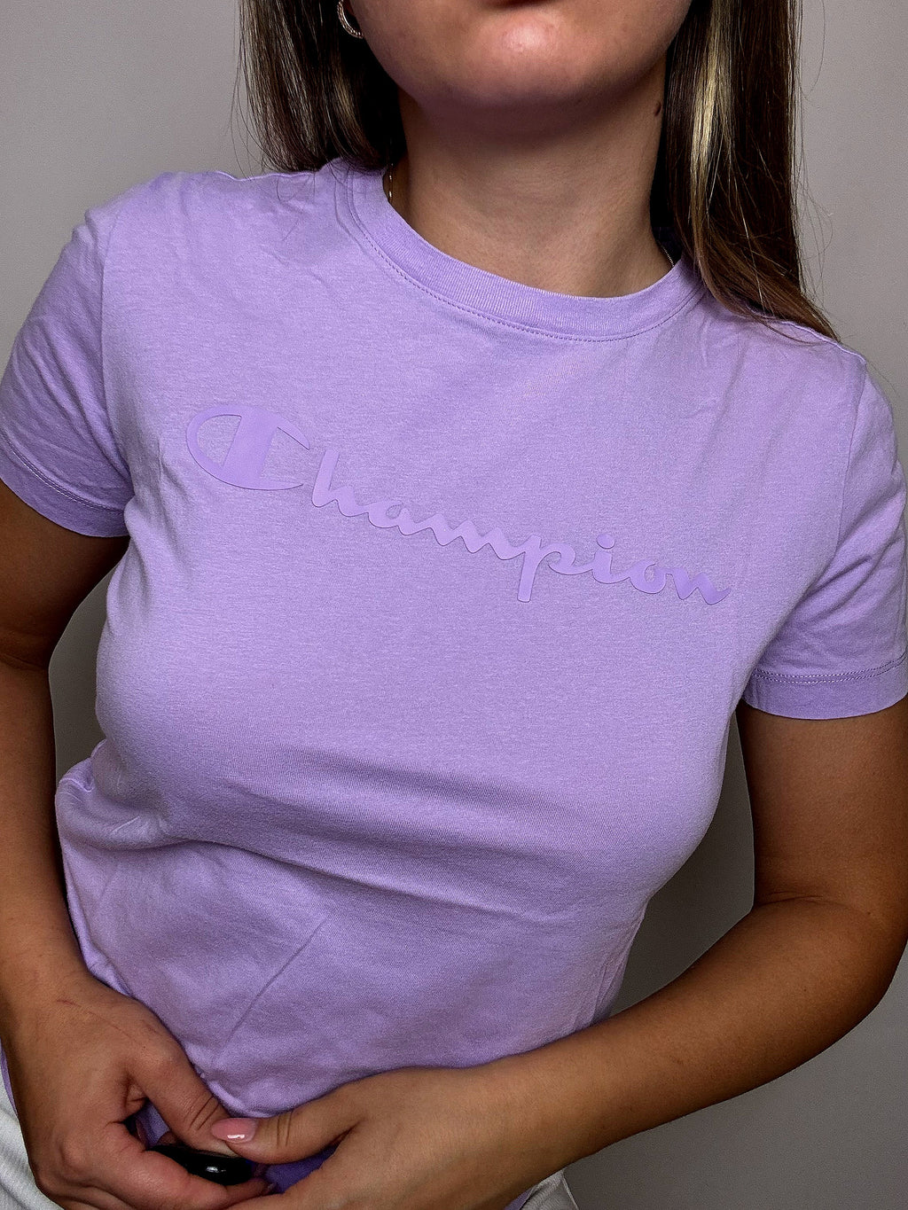 Vintage CHAMPION S fitted lilac t-shirt