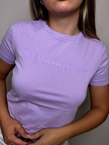 Tee shirt fitté lila CHAMPION S vintage