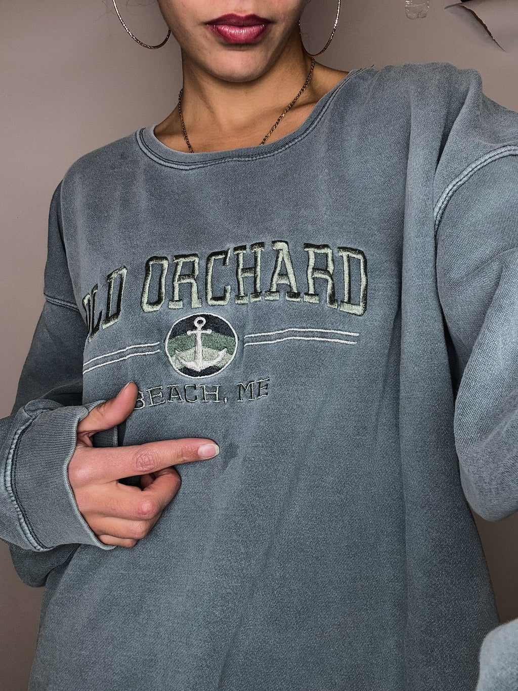 Vintage XXL Entenblau besticktes Sweatshirt