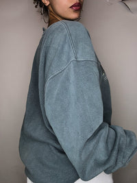 Vintage XXL Entenblau besticktes Sweatshirt