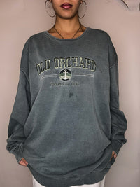 Vintage XXL Entenblau besticktes Sweatshirt