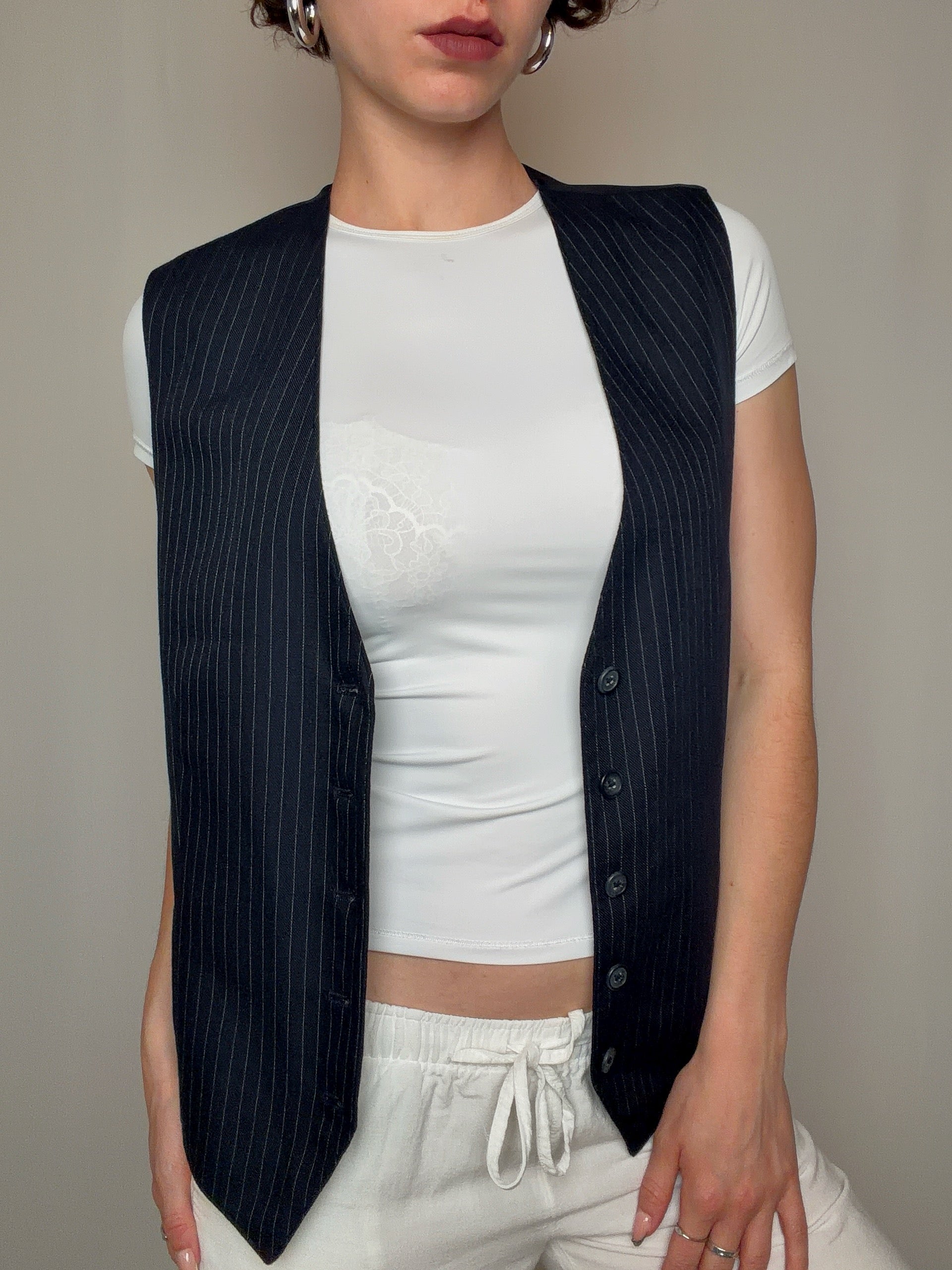 Gilet de costume rayé L/XL vintage