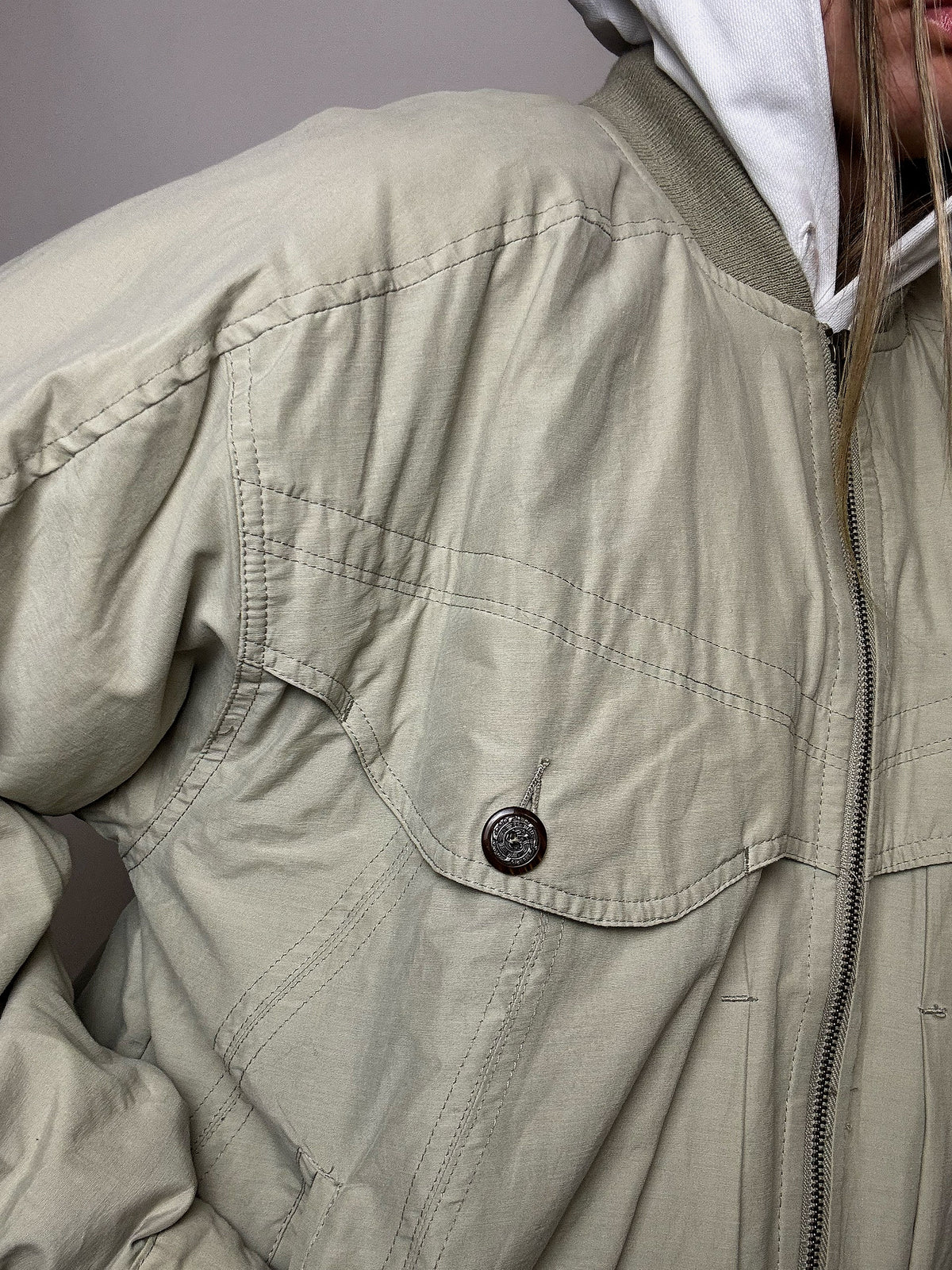 Vintage Bomberjacke in Greige, Größe L