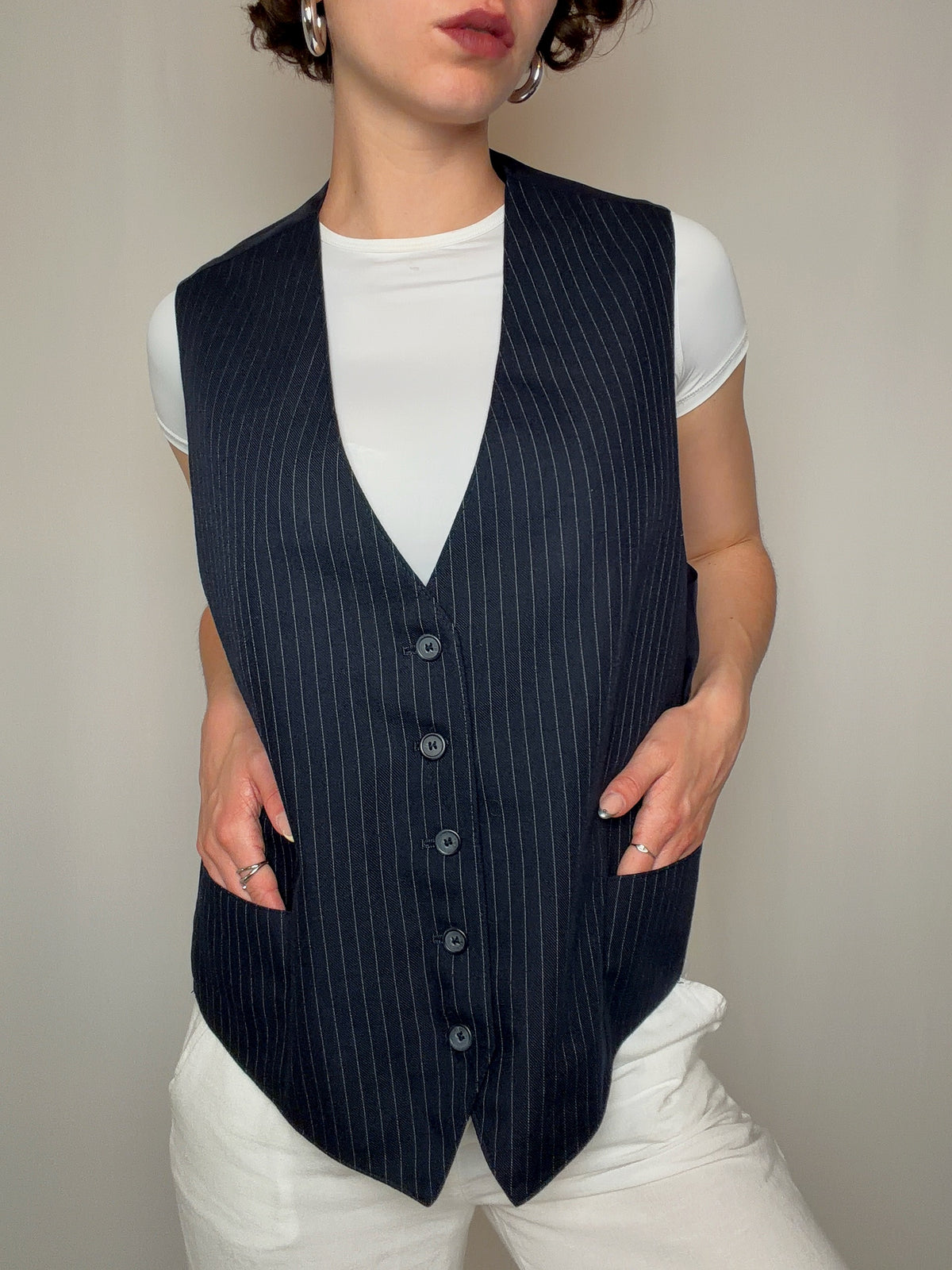 Gilet de costume rayé L/XL vintage