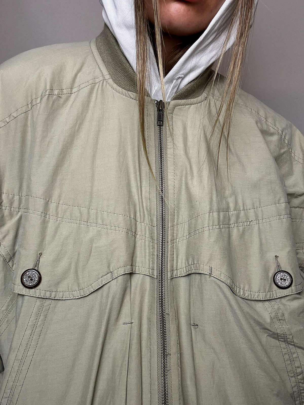 Vintage Bomberjacke in Greige, Größe L