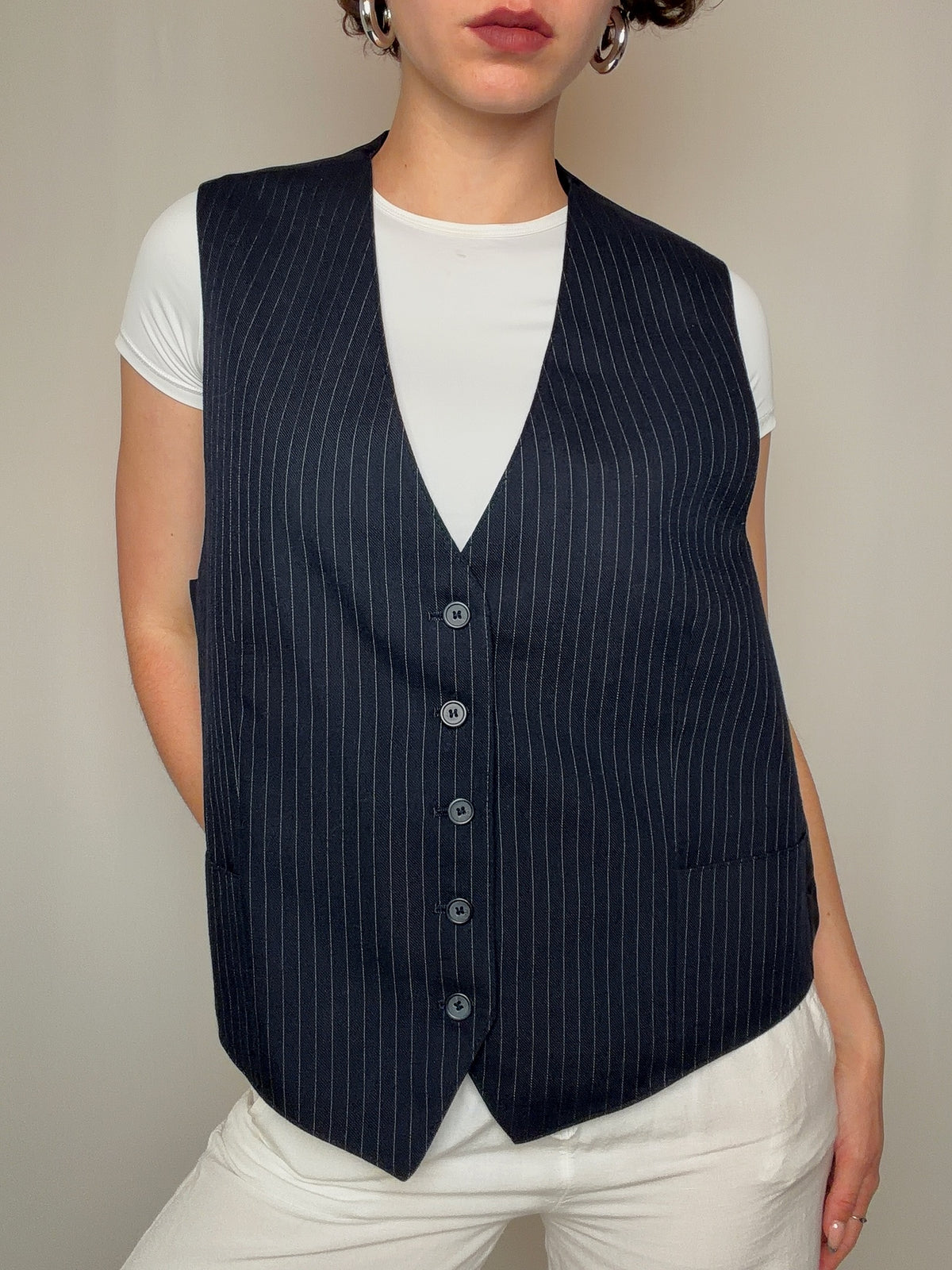 Gilet de costume rayé L/XL vintage