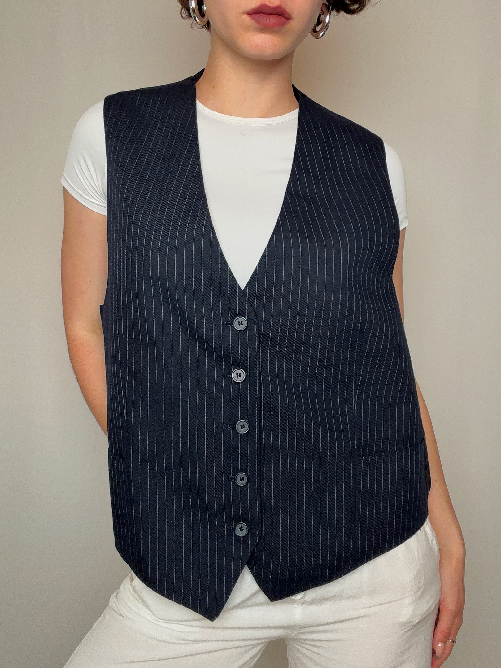 Gilet de costume rayé L/XL vintage