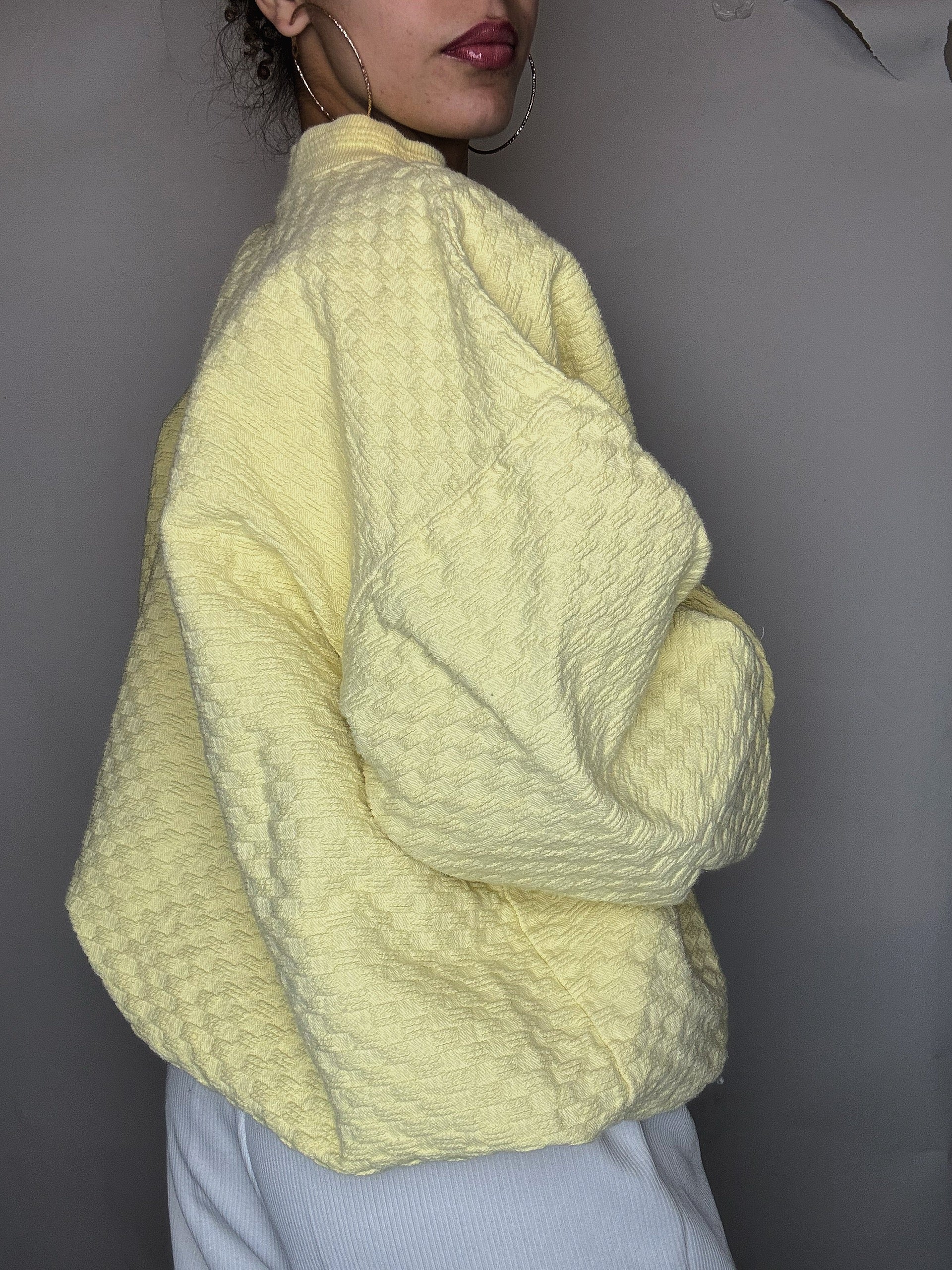 Sweat col rond oversized jaune M vintage