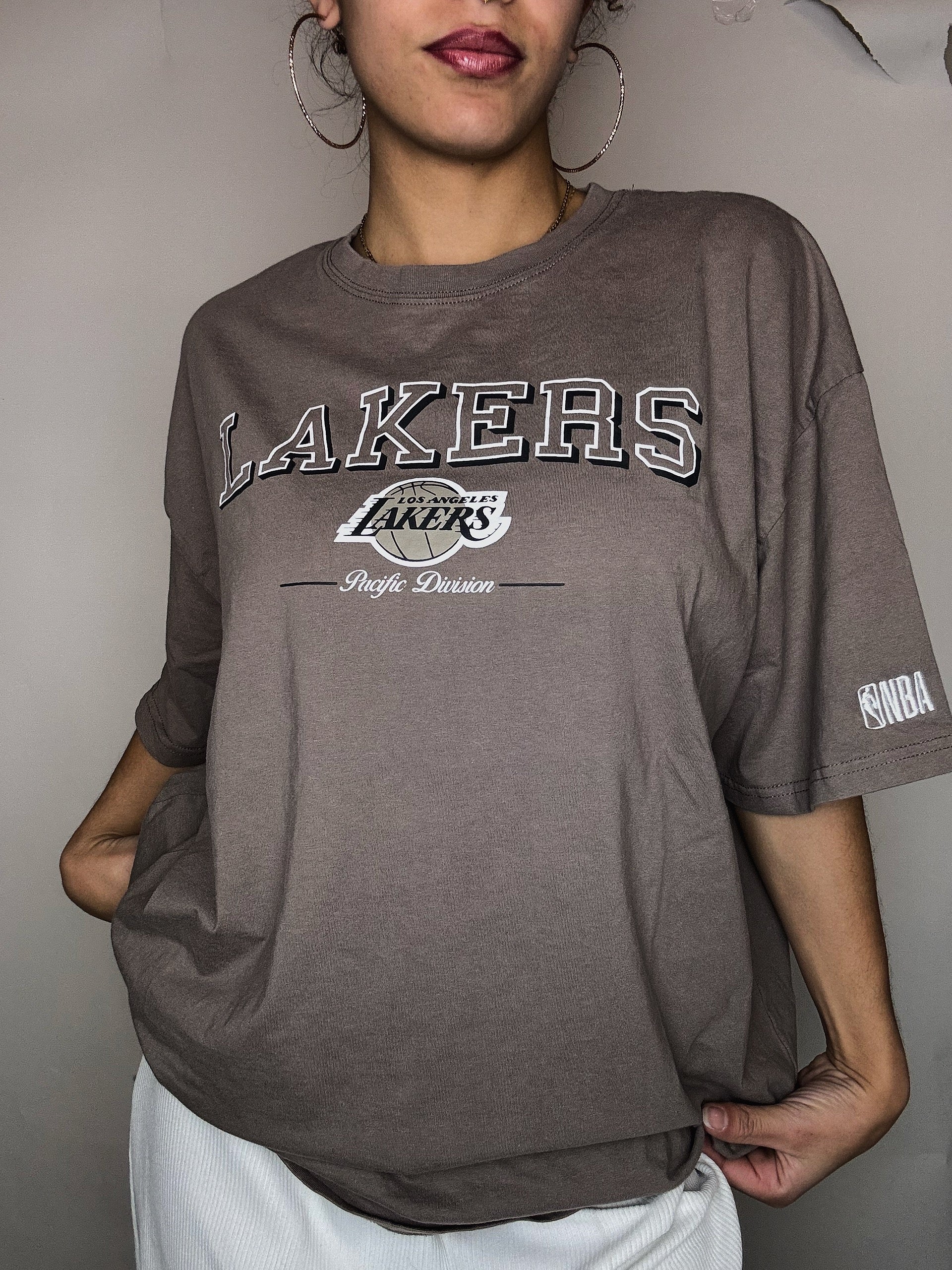 Tee shirt taupe NBA Lackers L vintage