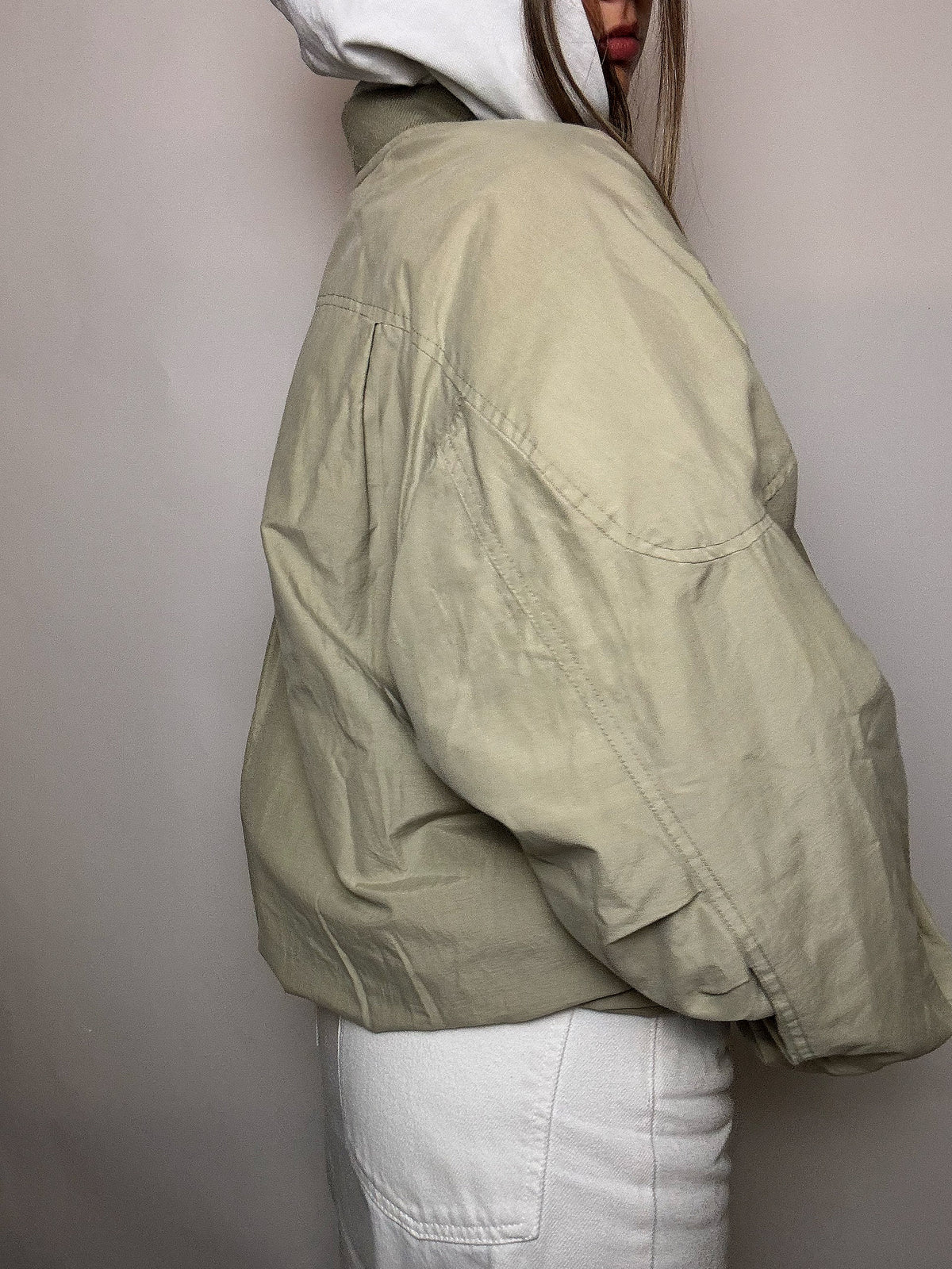 Vintage Bomberjacke in Greige, Größe L