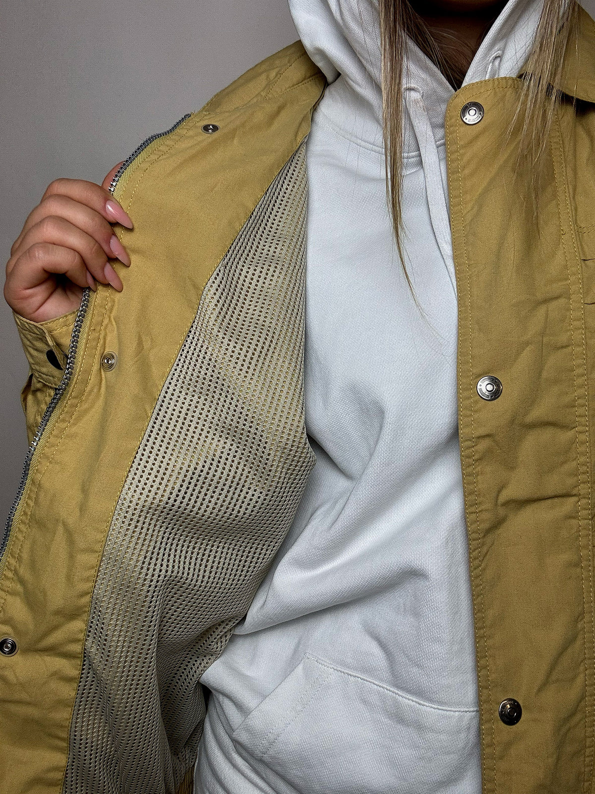 Vintage Bomberjacke in Buttergelb, Größe XL