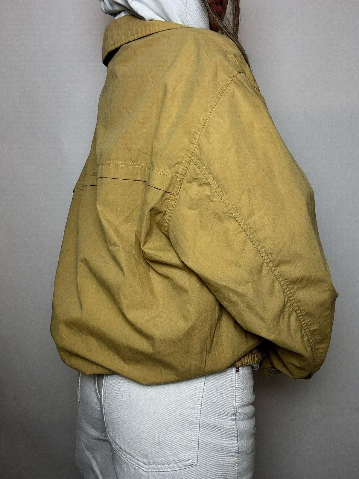 Vintage Bomberjacke in Buttergelb, Größe XL