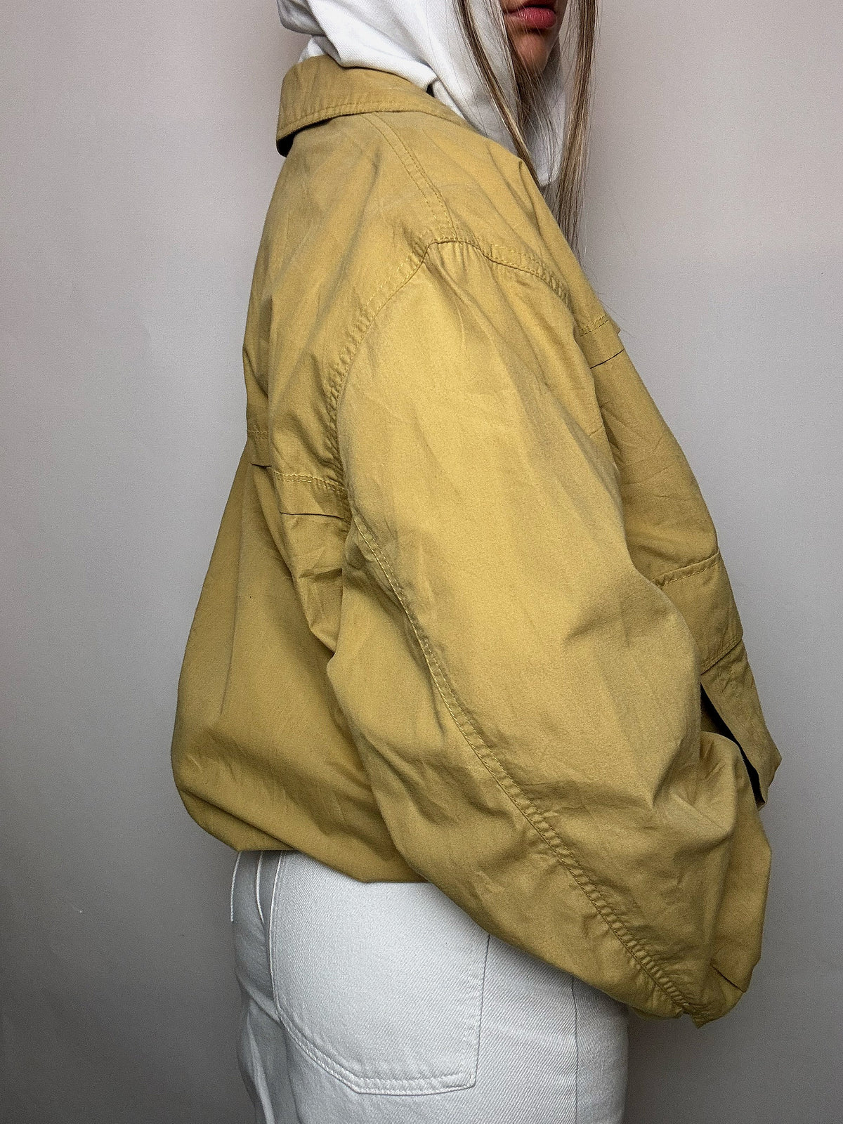 Vintage Bomberjacke in Buttergelb, Größe XL