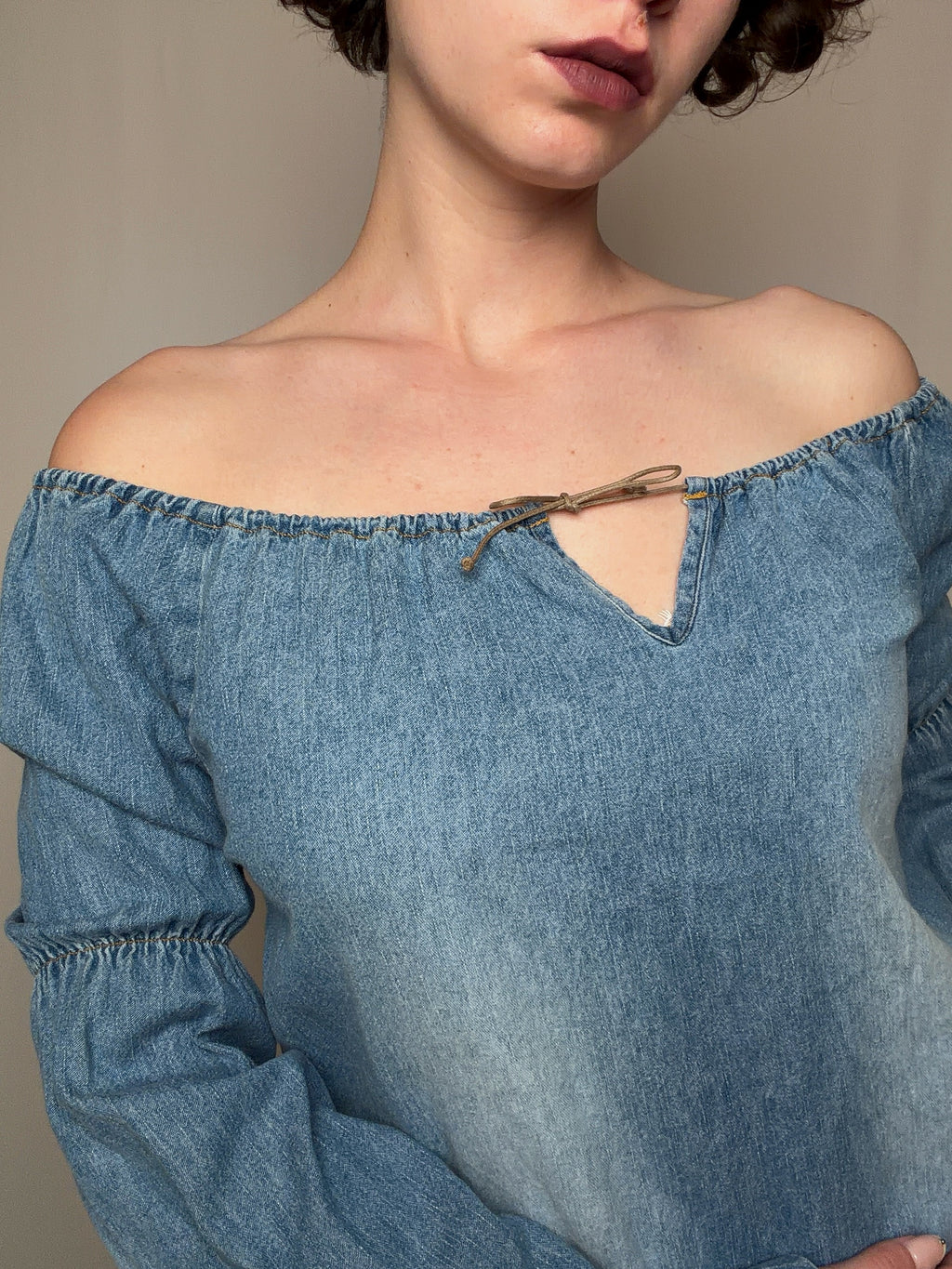 Top en denim bohème M/L vintage
