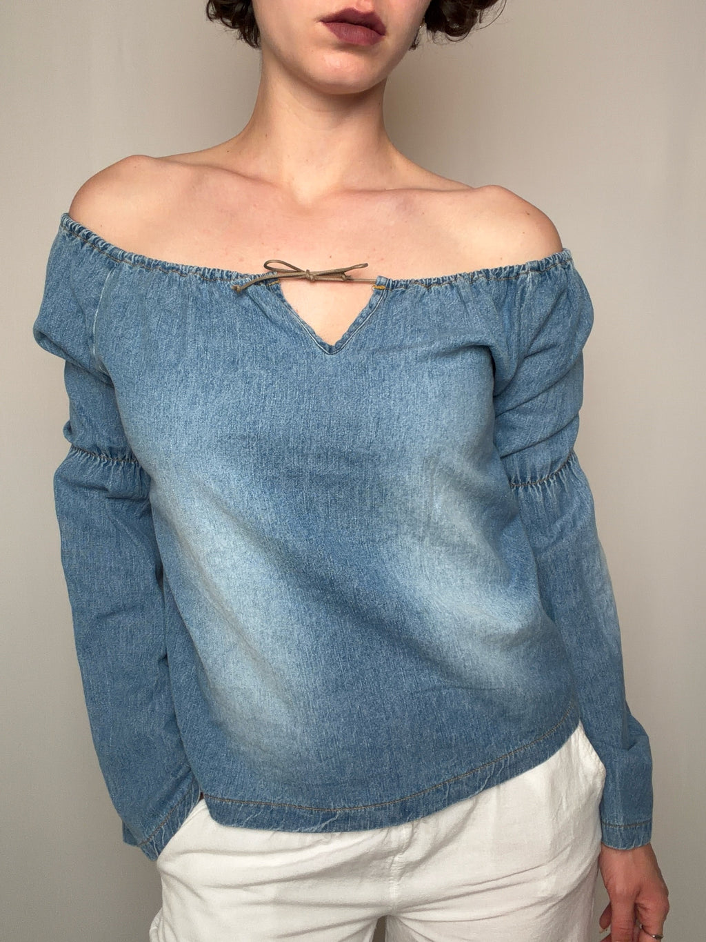 Top en denim bohème M/L vintage