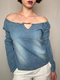 Top en denim bohème M/L vintage