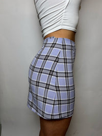 Vintage lila karierter Bodycon-Rock, Größe S