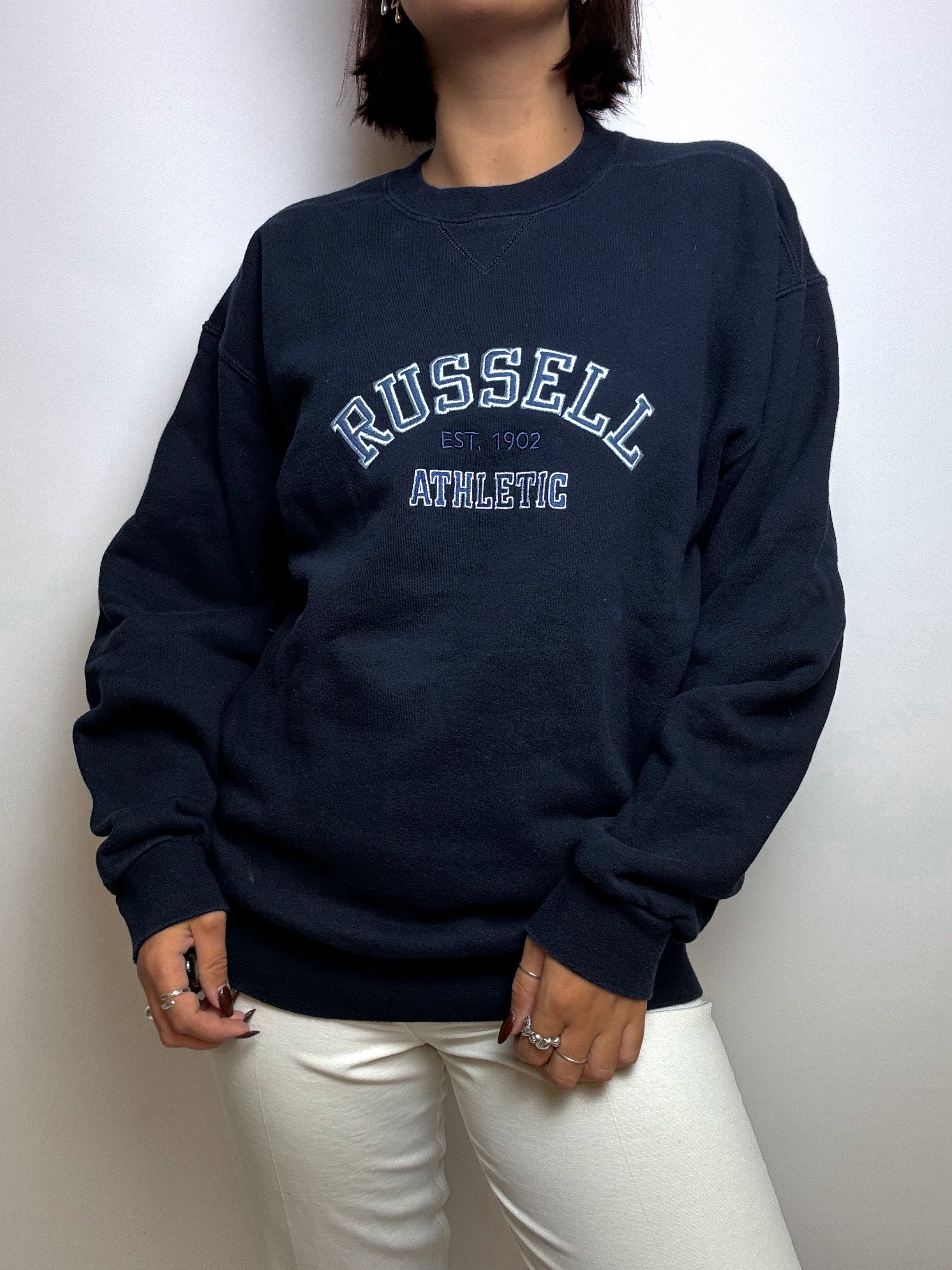 Vintage Russell navy blue sweater S/M 