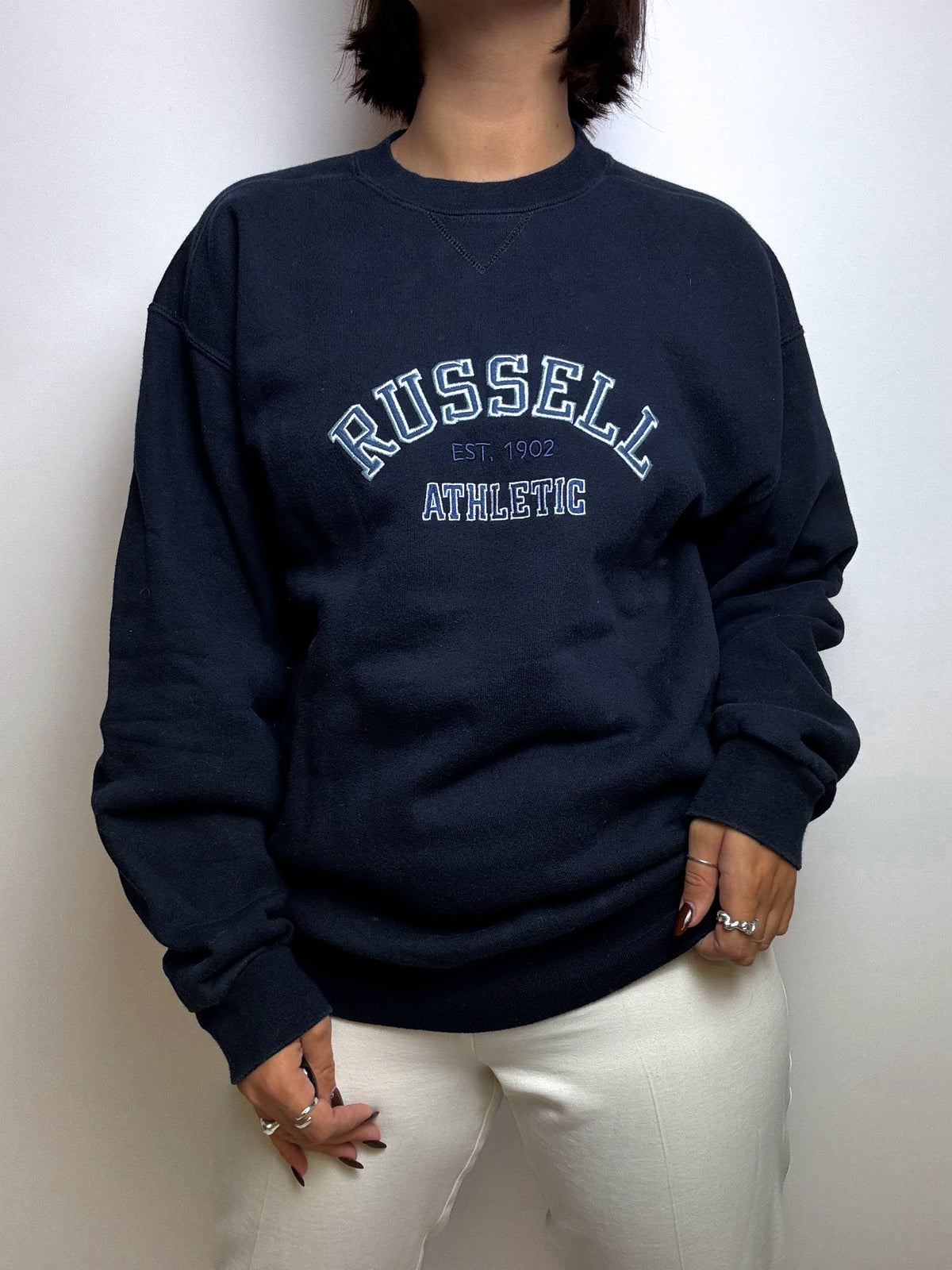 Vintage Russell navy blue sweater S/M 