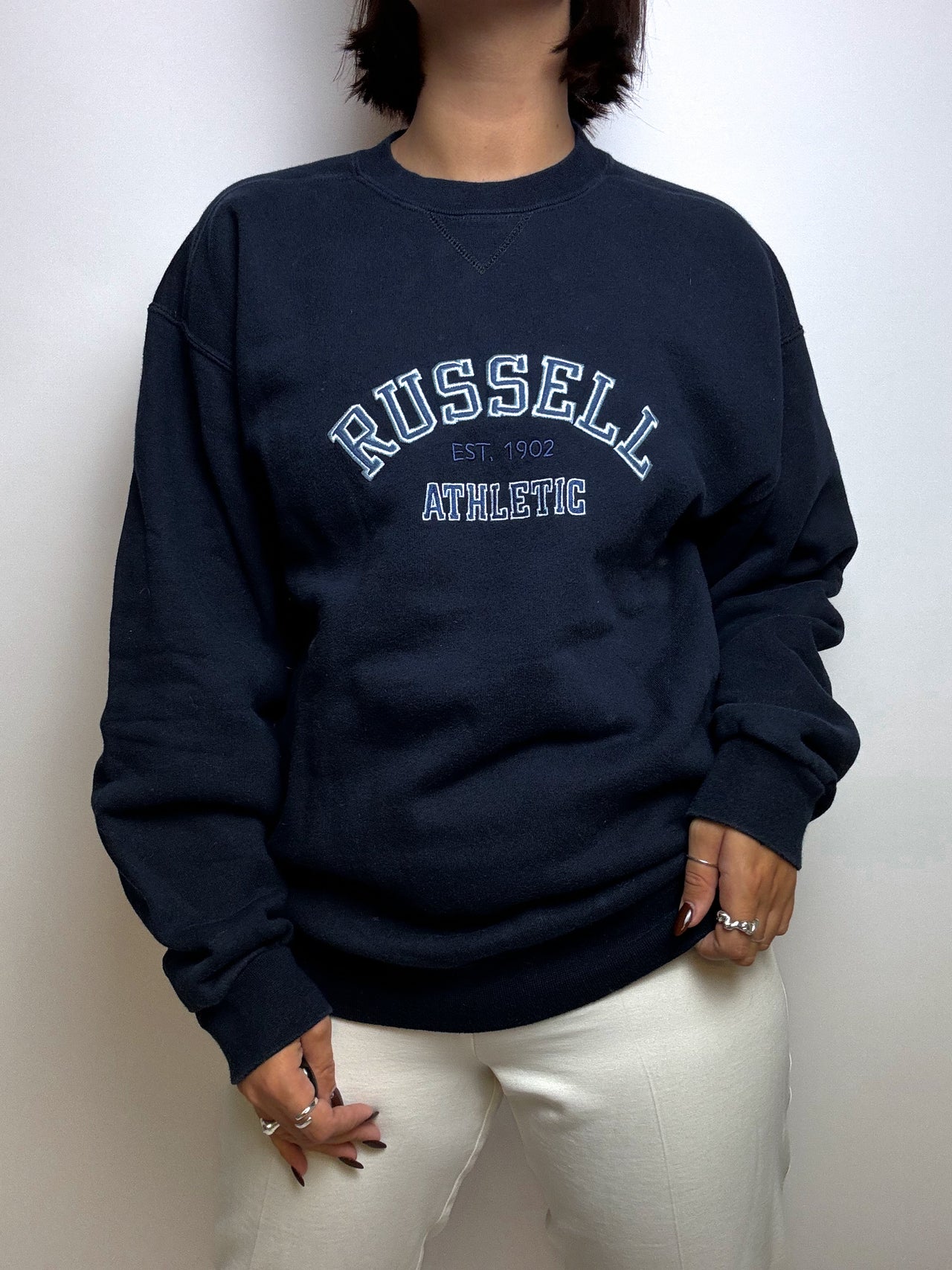 Vintage Russell Marineblauer Pullover S/M 