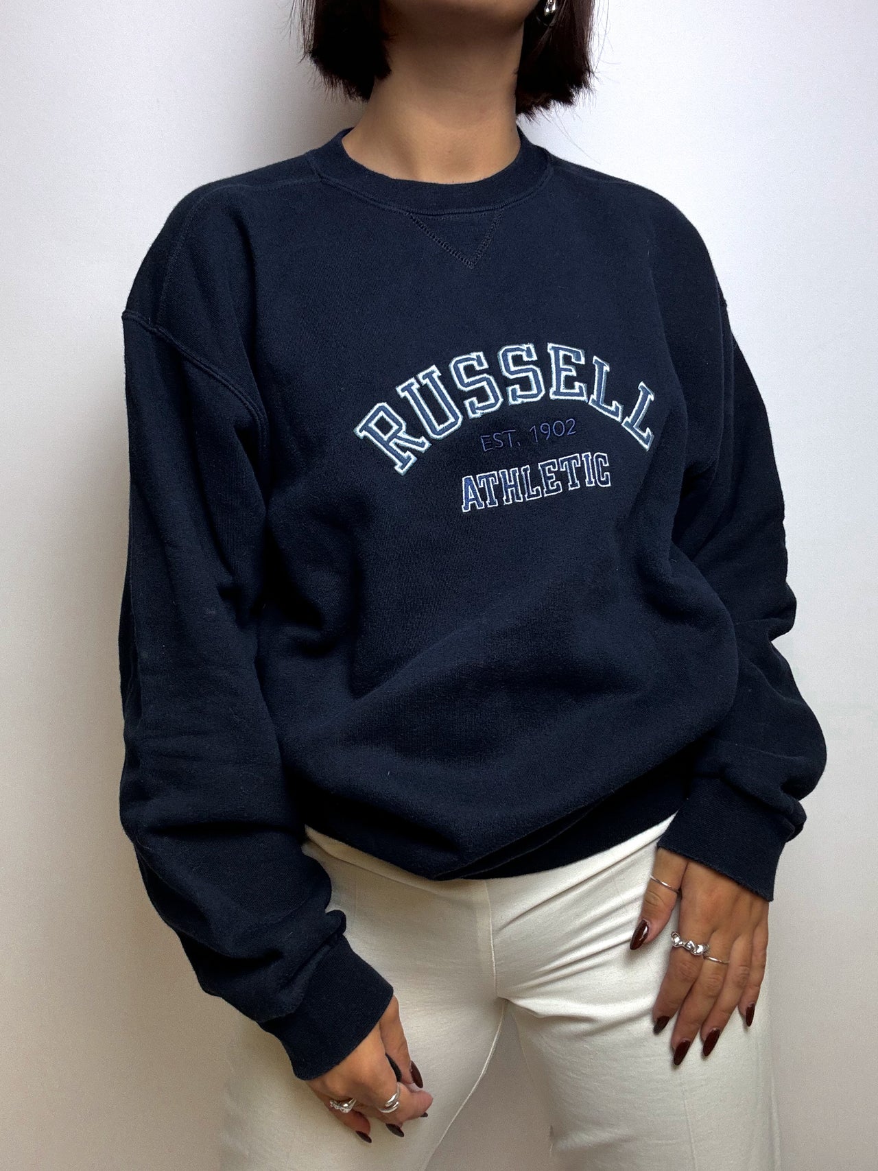 Vintage Russell Marineblauer Pullover S/M 